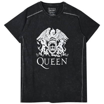 QUEEN クイーン (初来日50周年 ) - Classic Crest / Black Label（ブランド） / Snow Wash / Tシャツ / メンズ 【公式 / オフィシャル】