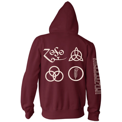 LED ZEPPELIN - Symbols / Zip / Back print and arm print / Hoodie / Sweatshirt / Men's