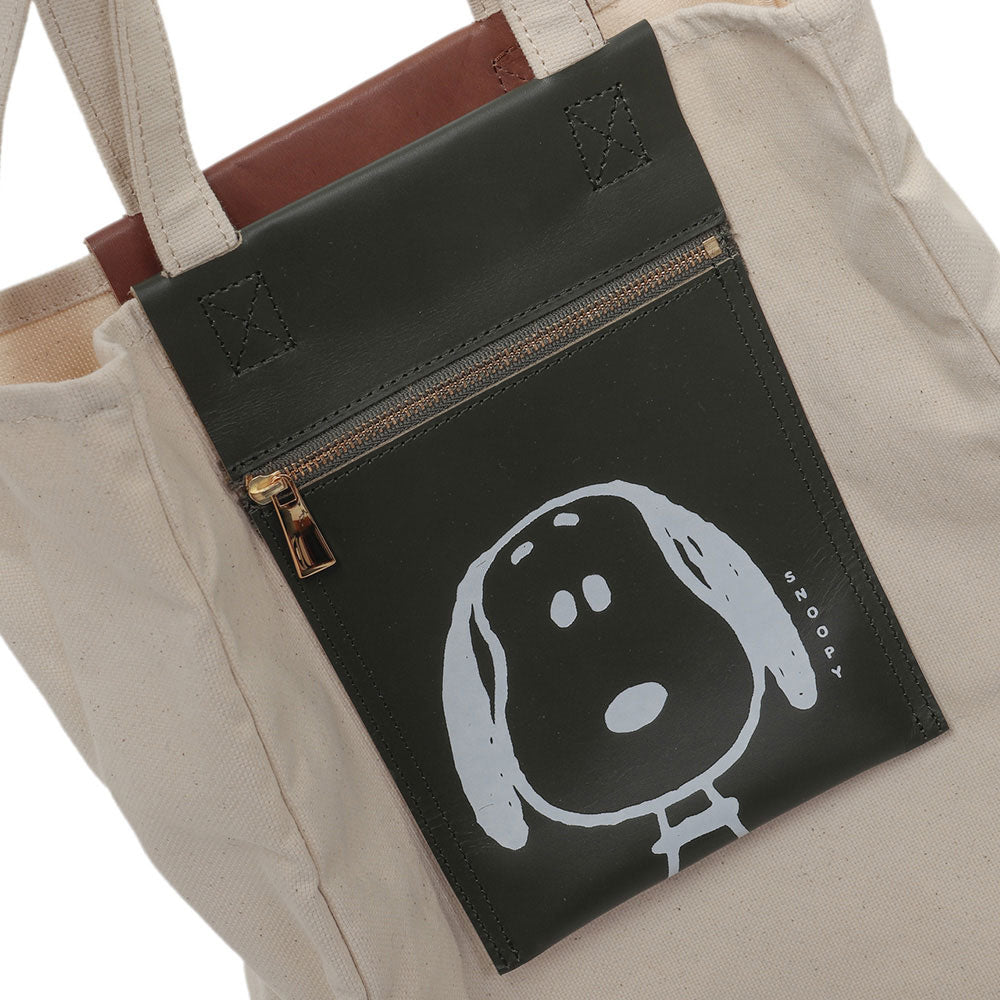 PEANUTS Snoopy - F.V. beagle tote bag / leather / GREEN / tote bag