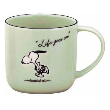 PEANUTS スヌーピー (コミック誕生 75周年 ) - 木製コースター付マグ / グリーン / マグカップ