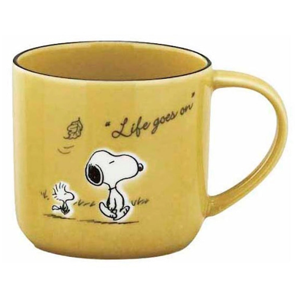PEANUTS スヌーピー (コミック誕生 75周年 ) - 木製コースター付マグ / イエロー / マグカップ 【公式 / オフィシャル】