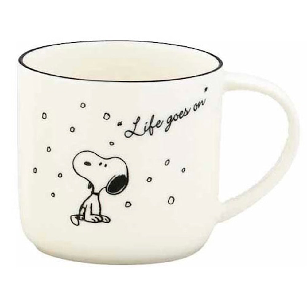 PEANUTS スヌーピー (コミック誕生 75周年 ) - 木製コースター付マグ / ホワイト / マグカップ 【公式 / オフィシャル】