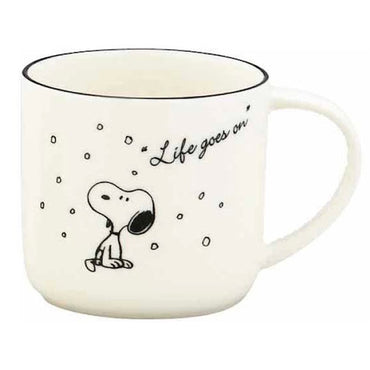 PEANUTS スヌーピー (コミック誕生 75周年 ) - 木製コースター付マグ / ホワイト / マグカップ 【公式 / オフィシャル】