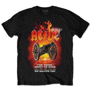 AC/DC エーシーディーシー (Back in Black 45周年 ) - FTATR 40th Flaming / バックプリントあり / Tシャツ / メンズ 【公式 / オフィシャル】