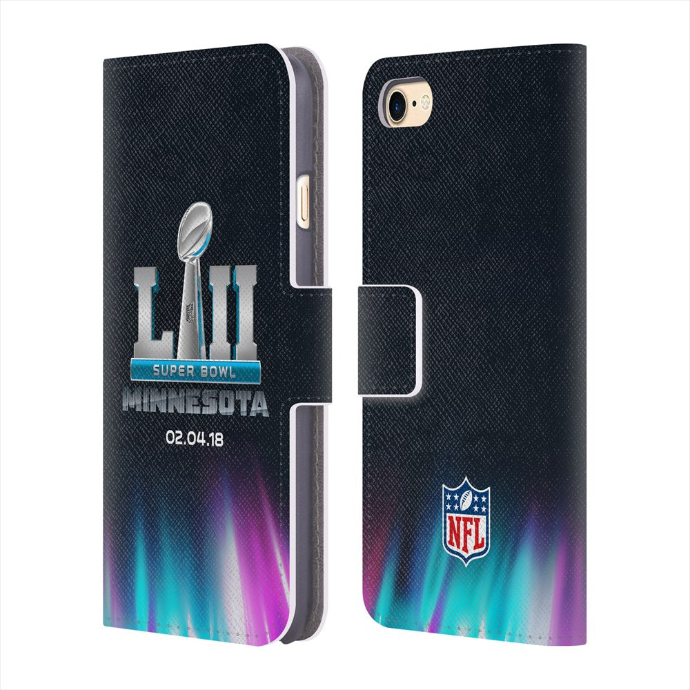 MINNESOTA VIKINGS（NFL） ミネソタバイキングス - Northern Lights Glow レザー手帳型 / Apple iPhoneケース 【公式 / オフィシャル】