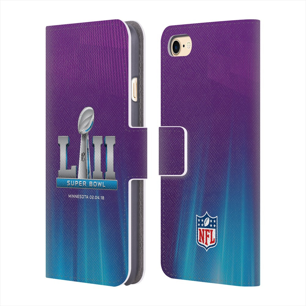 MINNESOTA VIKINGS（NFL） ミネソタバイキングス - Northern Lights Glow 2 レザー手帳型 / Apple iPhoneケース 【公式 / オフィシャル】