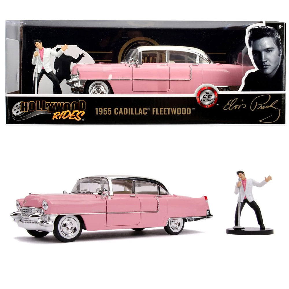 ELVIS PRESLEY - (生誕 90周年 ) - 1955 Cadillac Fleetwood 1:24 Scale Die-Cast Metal Vehicle with Elvis Figure