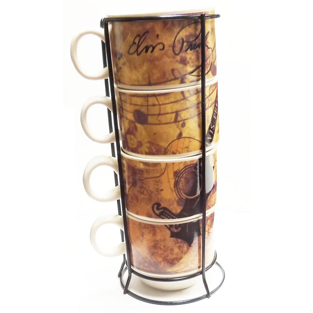 ELVIS PRESLEY エルヴィスプレスリー (生誕 90周年 ) - Coffee Cup Stackable / 4個入り / マグカップ