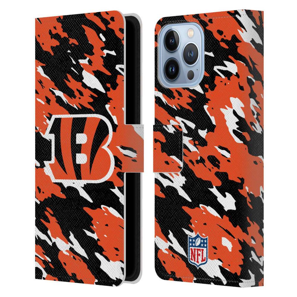 CINCINNATI BENGALS（NFL） シンシナティベンガルズ - Camou レザー手帳型 / Apple iPhoneケース 【公式 / オフィシャル】