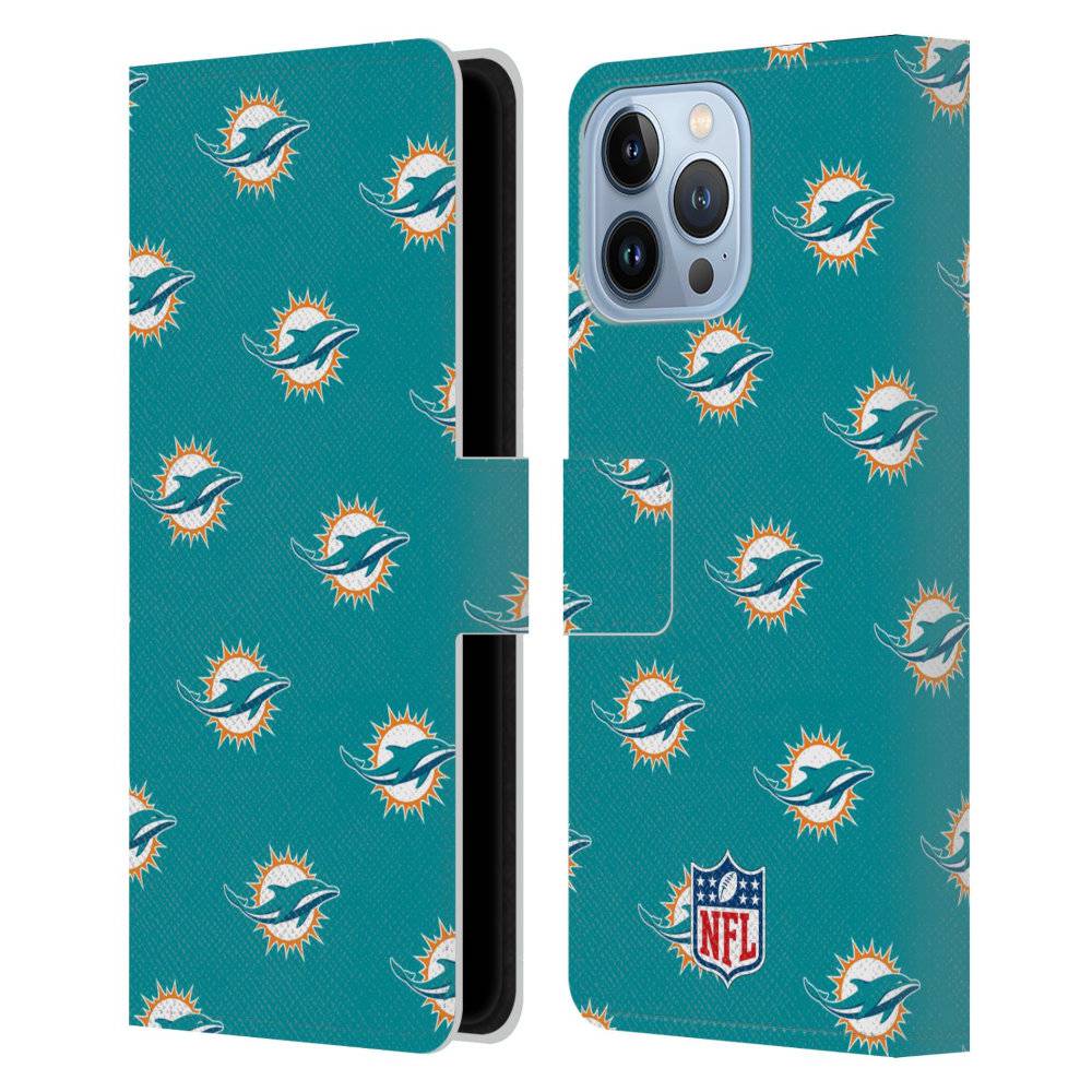MIAMI DOLPHINS（NFL） マイアミドルフィンズ - Patterns レザー手帳型 / Apple iPhoneケース 【公式 / オフィシャル】
