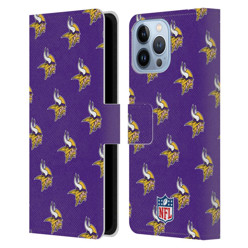 MINNESOTA VIKINGS（NFL） ミネソタバイキングス - Patterns レザー手帳型 / Apple iPhoneケース 【公式 / オフィシャル】