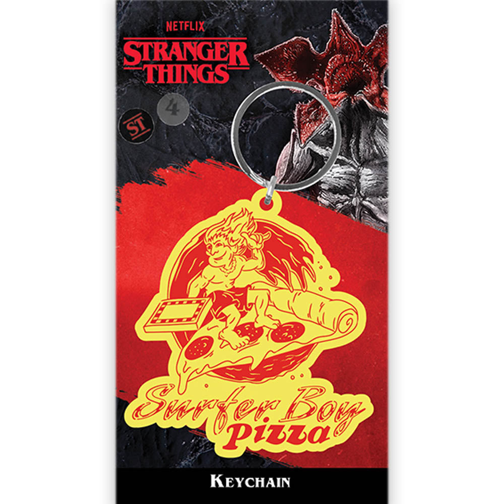 STRANGER THINGS ストレンジャー・シングス (シーズン5 2025年配信決定 ) - Surfer Boy Pizza / ラバー・キーリング / キーホルダー 【公式 / オフィシャル】