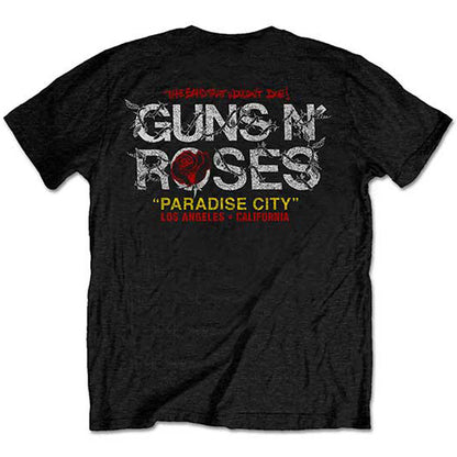 GUNS N ROSES ガンズアンドローゼズ (結成 40周年 ) - Rose Circle Paradise City / バックプリントあり / Tシャツ / メンズ 【公式 / オフィシャル】