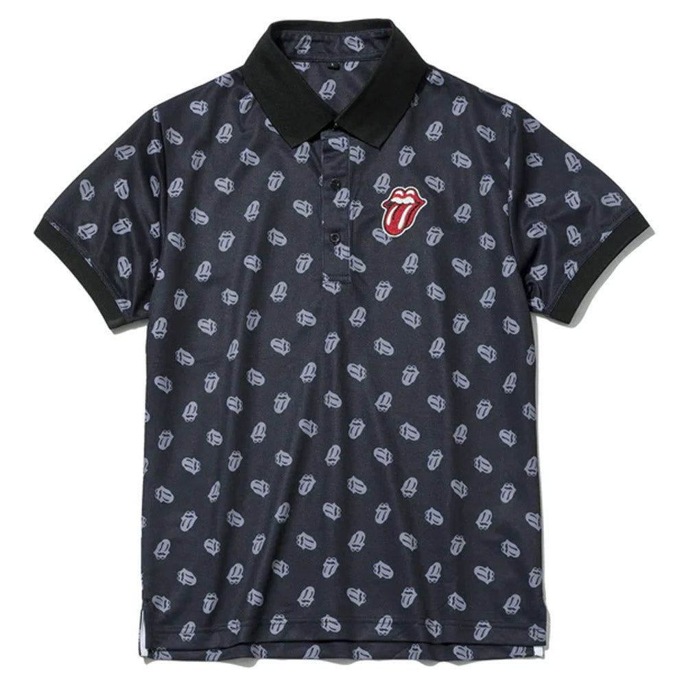 ROLLING STONES ローリングストーンズ - RS LICKS Pattern / Black / ポロシャツ / メンズ - PGS