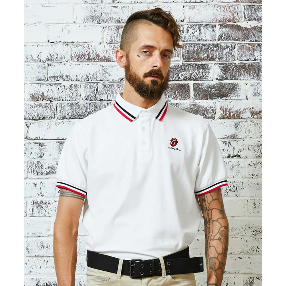 ROLLING STONES ローリングストーンズ - ロゴライン / White / ポロシャツ / メンズ - PGS