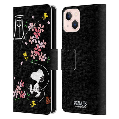 PEANUTS スヌーピー - Cherry Blossoms レザー手帳型 / Apple iPhoneケース - PGS