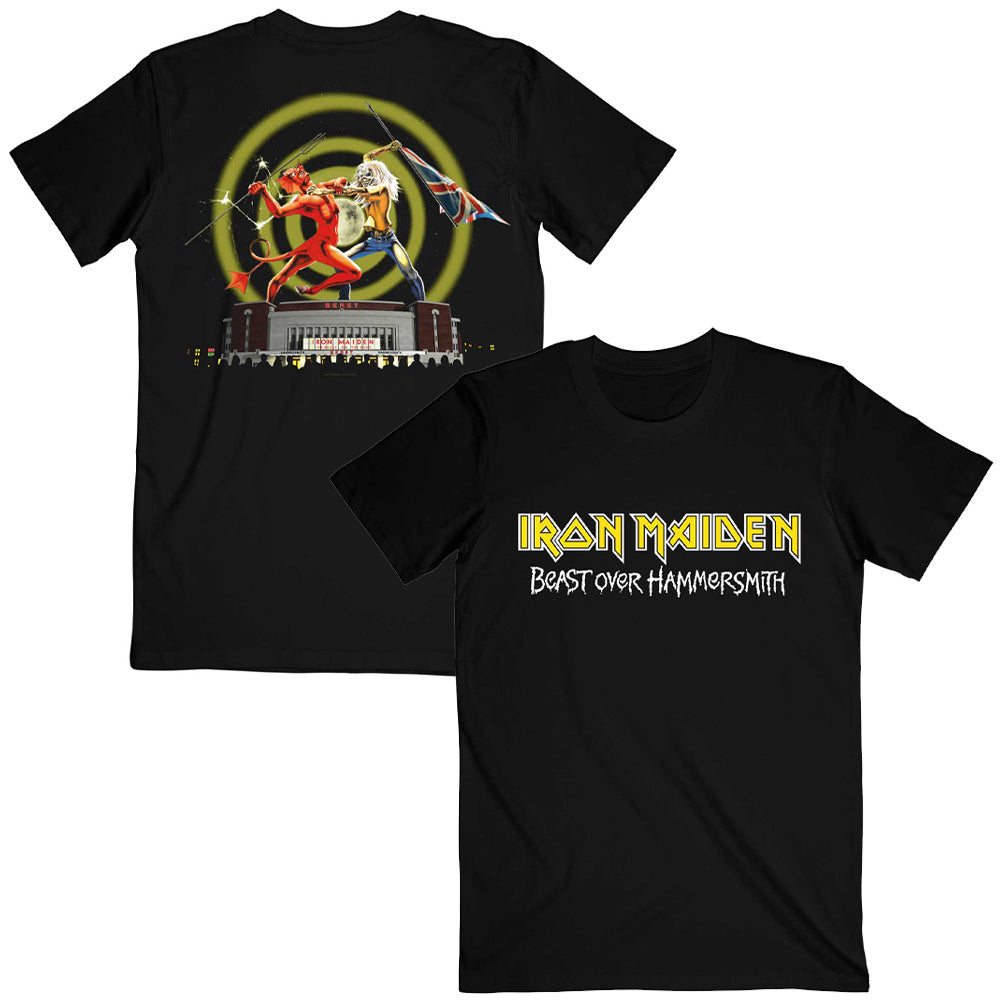 IRON MAIDEN アイアンメイデン (結成 50周年 ) - Beast Over Hammersmith Eddie & Devil / バックプリントあり / Tシャツ / メンズ 【公式 / オフィシャル】