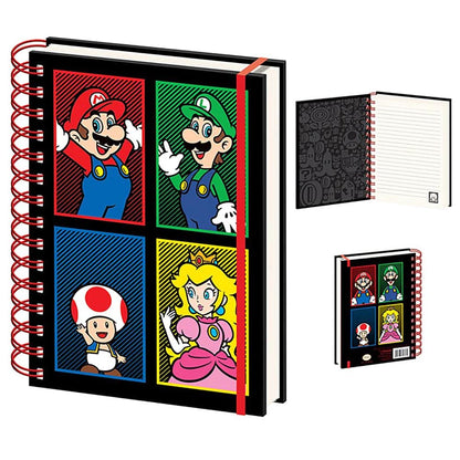 SUPER MARIO スーパーマリオ (40周年 ) - 4 Colour / A5 Wiro Notebook / ノート・メモ帳 【公式 / オフィシャル】