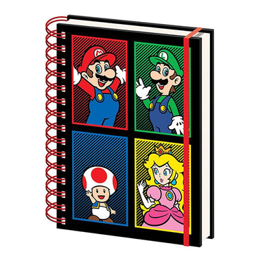 SUPER MARIO スーパーマリオ (40周年 ) - 4 Colour / A5 Wiro Notebook / ノート・メモ帳 【公式 / オフィシャル】