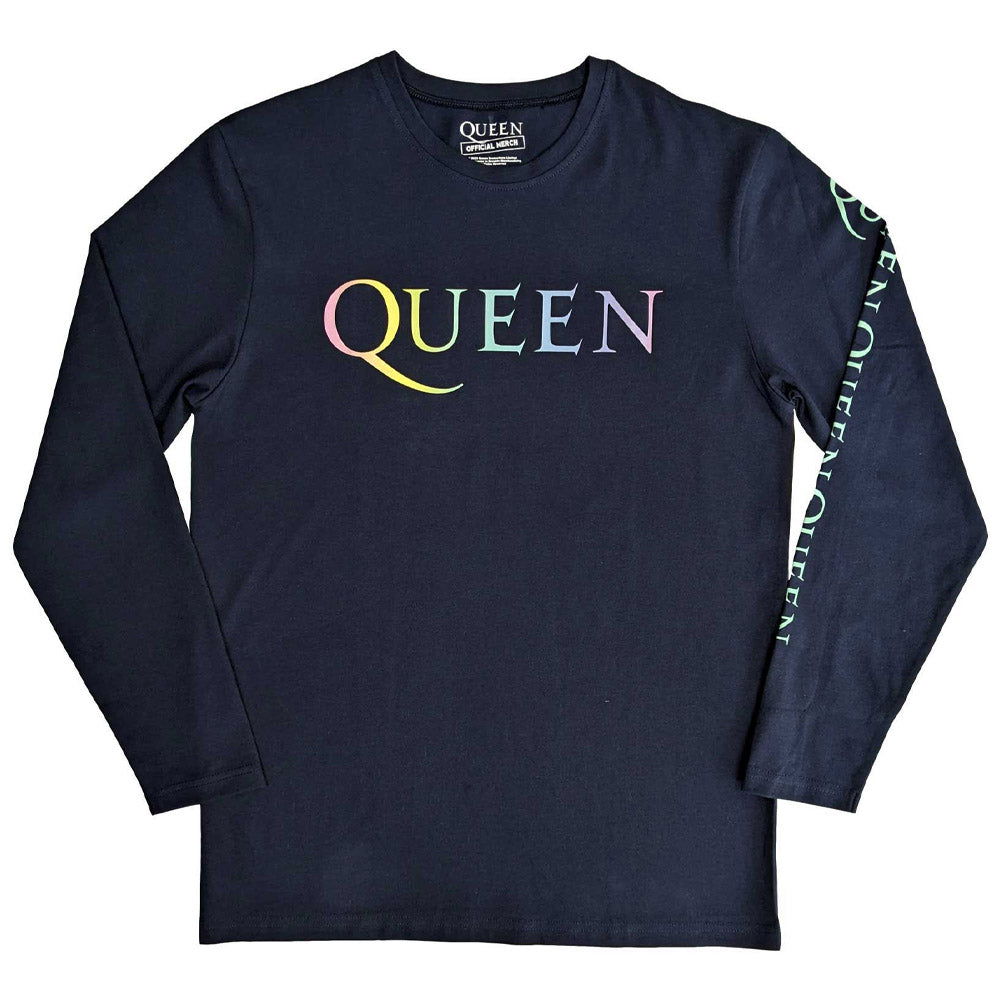 QUEEN クイーン (初来日50周年 ) - Rainbow Crest / バックプリントあり / 長袖 / Sleeve Print / Tシャツ / メンズ 【公式 / オフィシャル】