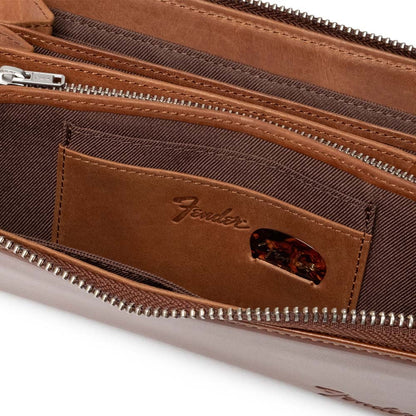 FENDER フェンダー (設立 80周年 ) - 長財布 L字ファスナー / Brown / ギターピック＆ウォレットコード付き / 財布 【公式 / オフィシャル】