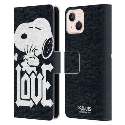 PEANUTS スヌーピー (コミック誕生 75周年 ) - Snoopy Woodstock Love レザー手帳型 / Apple iPhoneケース 【公式 / オフィシャル】