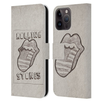 ROLLING STONES ローリングストーンズ - Sketch USA Flag レザー手帳型 / Apple iPhoneケース - PGS