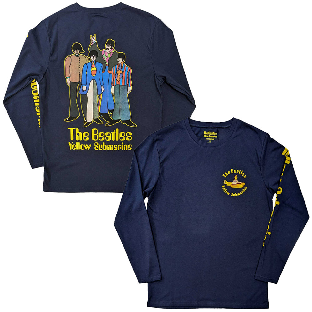 THE BEATLES ビートルズ (結成 65周年 ) - Yellow Submarine Band / バックプリントあり / 長袖 / Sleeve Print / Tシャツ / メンズ 【公式 / オフィシャル】