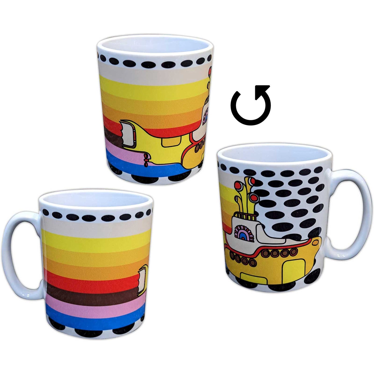 THE BEATLES (65th Anniversary) - Yellow Submarine Coloured Stripes / Mug