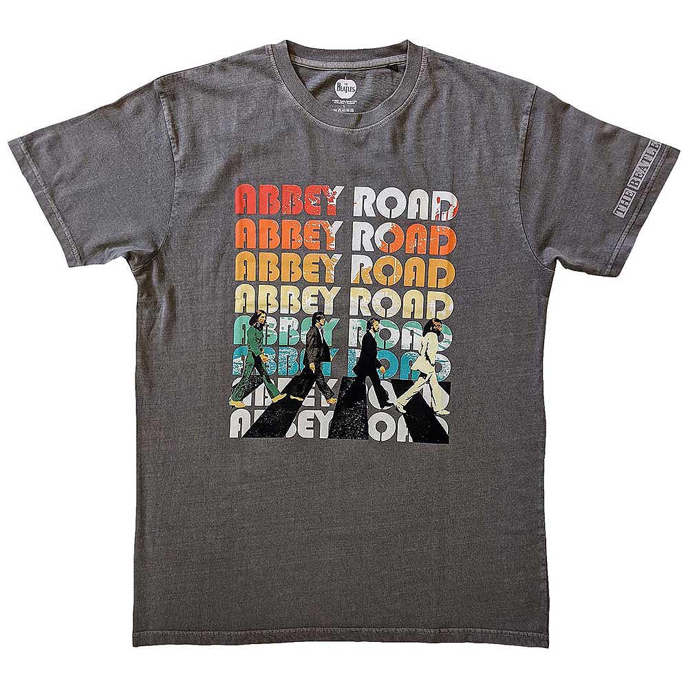 THE BEATLES ビートルズ (結成 65周年 ) - Abbey Stacked / Sleeve Print / Mud-Wash / Tシャツ / メンズ 【公式 / オフィシャル】