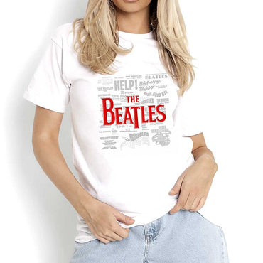 THE BEATLES ビートルズ (結成 65周年 ) - Titles & Logos / パフプリント / Tシャツ / メンズ 【公式 / オフィシャル】