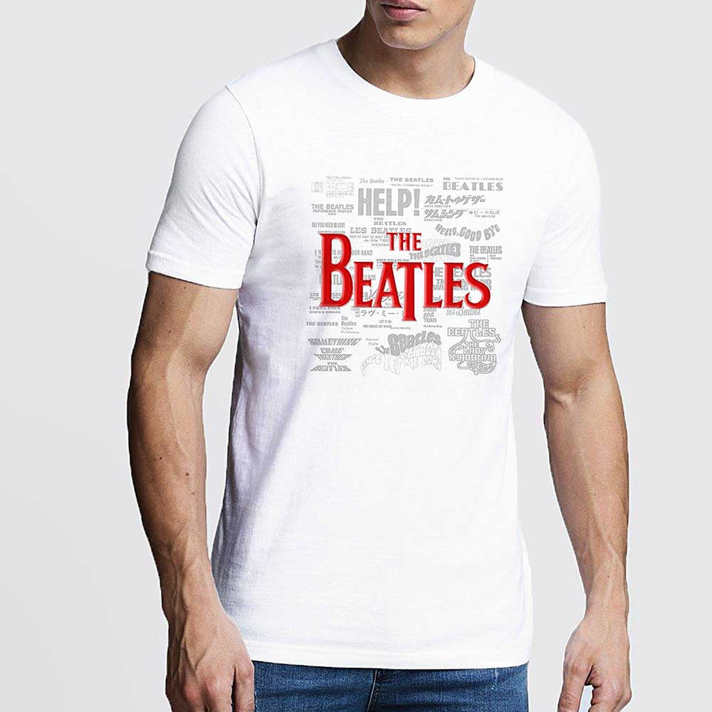 
                  
                    THE BEATLES (65th Anniversary) - Titles &amp; Logos / Puff Print / T-Shirt / Men's
                  
                