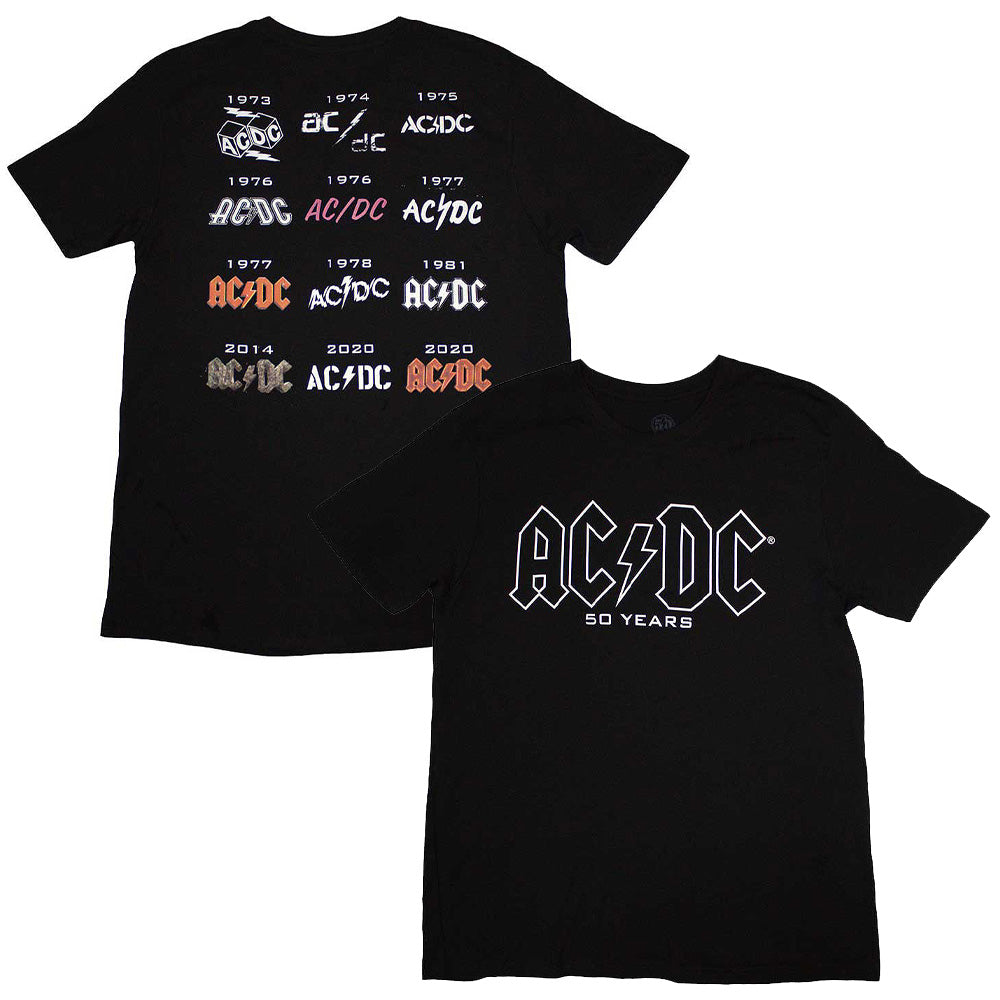 AC/DC エーシーディーシー (Back in Black 45周年 ) - Logo History / バックプリントあり / Tシャツ / メンズ 【公式 / オフィシャル】