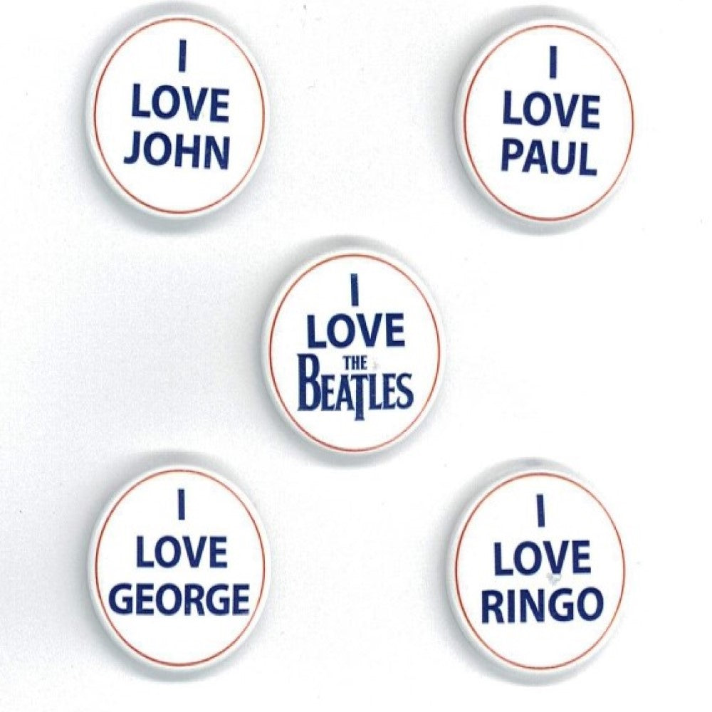 THE BEATLES (65th Anniversary) - I Love The Beatles / Set of 5 / Badge