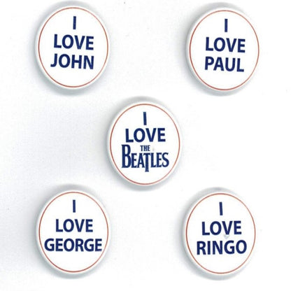 THE BEATLES (65th Anniversary) - I Love The Beatles / Set of 5 / Badge