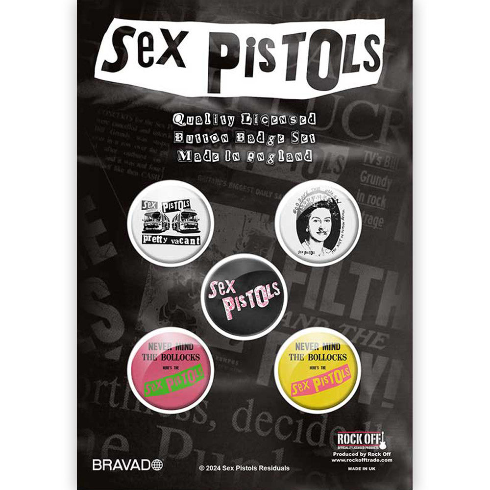 SEX PISTOLS セックスピストルズ - Never Mind The Bollocks / 5個セット / バッジ 【公式 / オフィシャル】