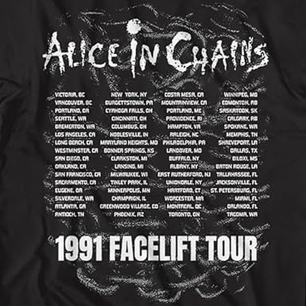 ALICE IN CHAINS アリスインチェインズ (デビュー 35周年 ) - FACELIFT TOUR '91 / バックプリントあり / Tシャツ / メンズ 【公式 / オフィシャル】