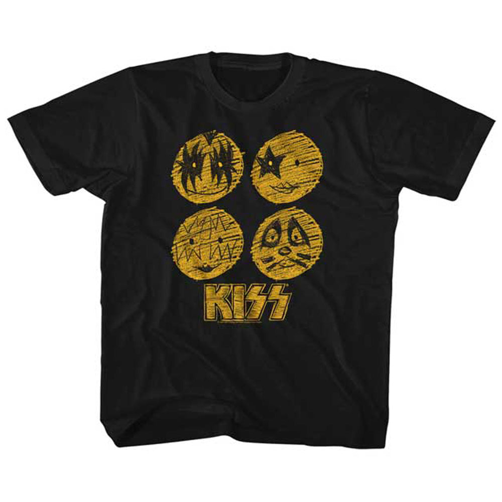 KISS キッス - SKETCHY FACES / Tシャツ / ジュニア 【公式 / オフィシャル】