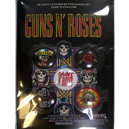 GUNS N ROSES ガンズアンドローゼズ (デビュー 40周年 ) - Bullet Logo / 5個セット / バッジ