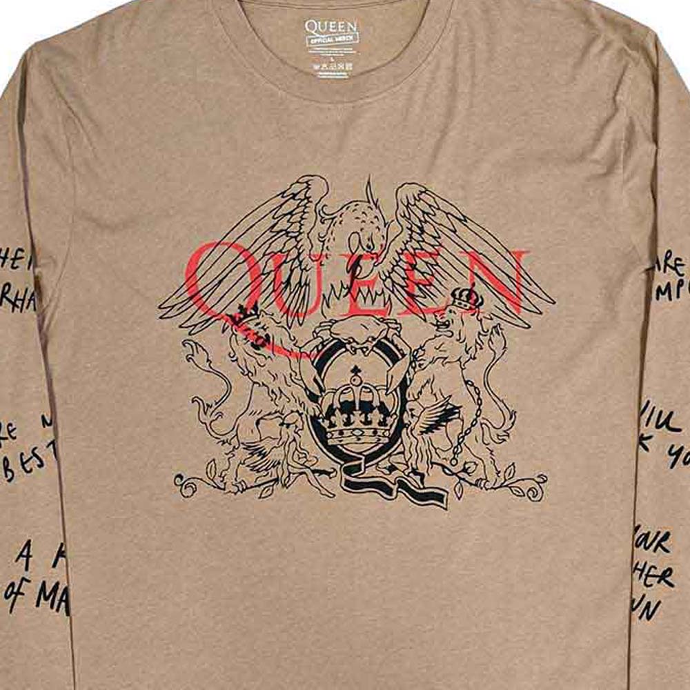 QUEEN クイーン (初来日50周年 ) - Handwritten / 長袖 / アームプリントあり / Tシャツ / メンズ 【公式 / オフィシャル】