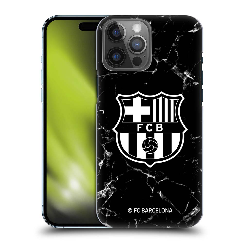 FC BARCELONA FCバルセロナ - Crest Patterns / Black Marble ハード case / Apple iPhoneケース - PGS