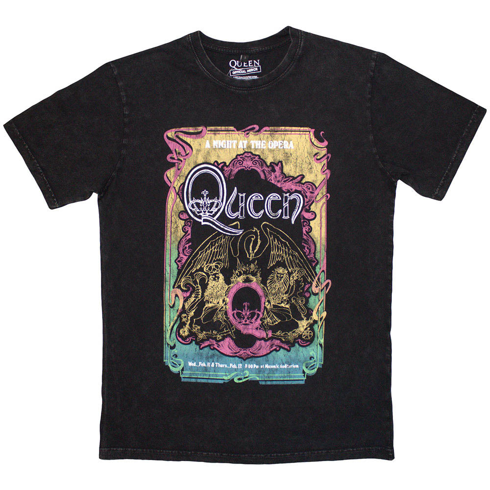QUEEN クイーン (初来日50周年 ) - A Night At The Opera Tour '76 / Stone Wash / Tシャツ / メンズ 【公式 / オフィシャル】