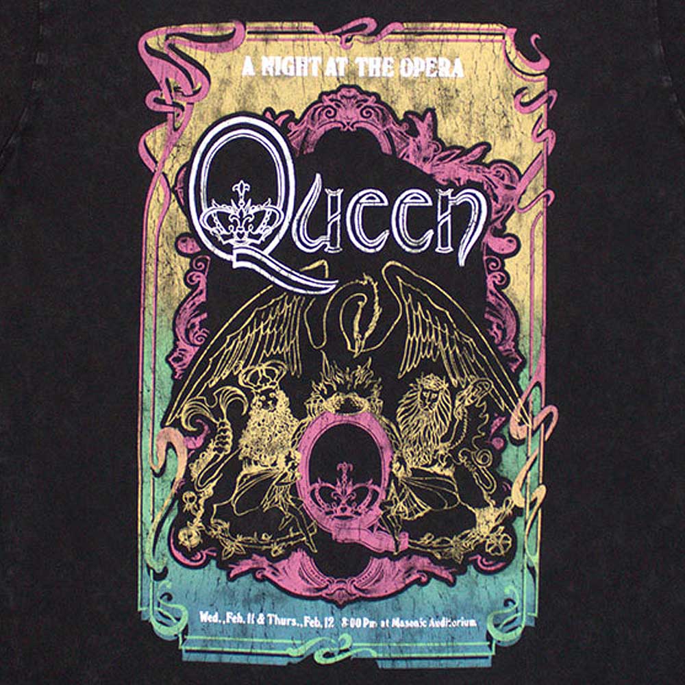 QUEEN クイーン (初来日50周年 ) - A Night At The Opera Tour '76 / Stone Wash / Tシャツ / メンズ 【公式 / オフィシャル】