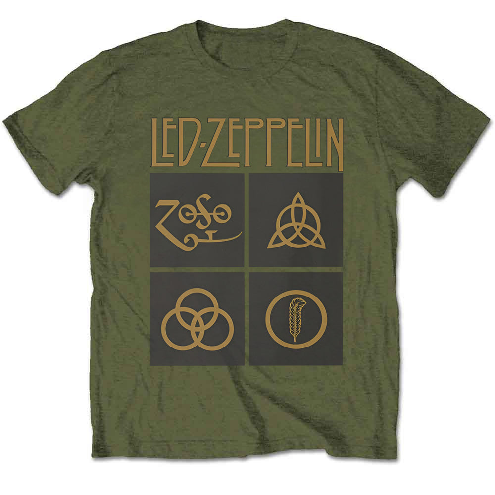 LED ZEPPELIN レッドツェッペリン (公式 映画公開 記念 ) - Gold Symbols in Black Square / Tシャツ / メンズ 【公式 / オフィシャル】