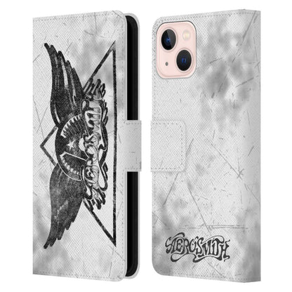AEROSMITH エアロスミス (結成 55周年 ) - Black And White / Triangle Winged Logo レザー手帳型 / Apple iPhoneケース 【公式 / オフィシャル】