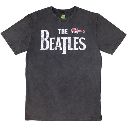 THE BEATLES ビートルズ (結成 65周年 ) - Guitar & Drop T / Stone Wash / Tシャツ / メンズ 【公式 / オフィシャル】