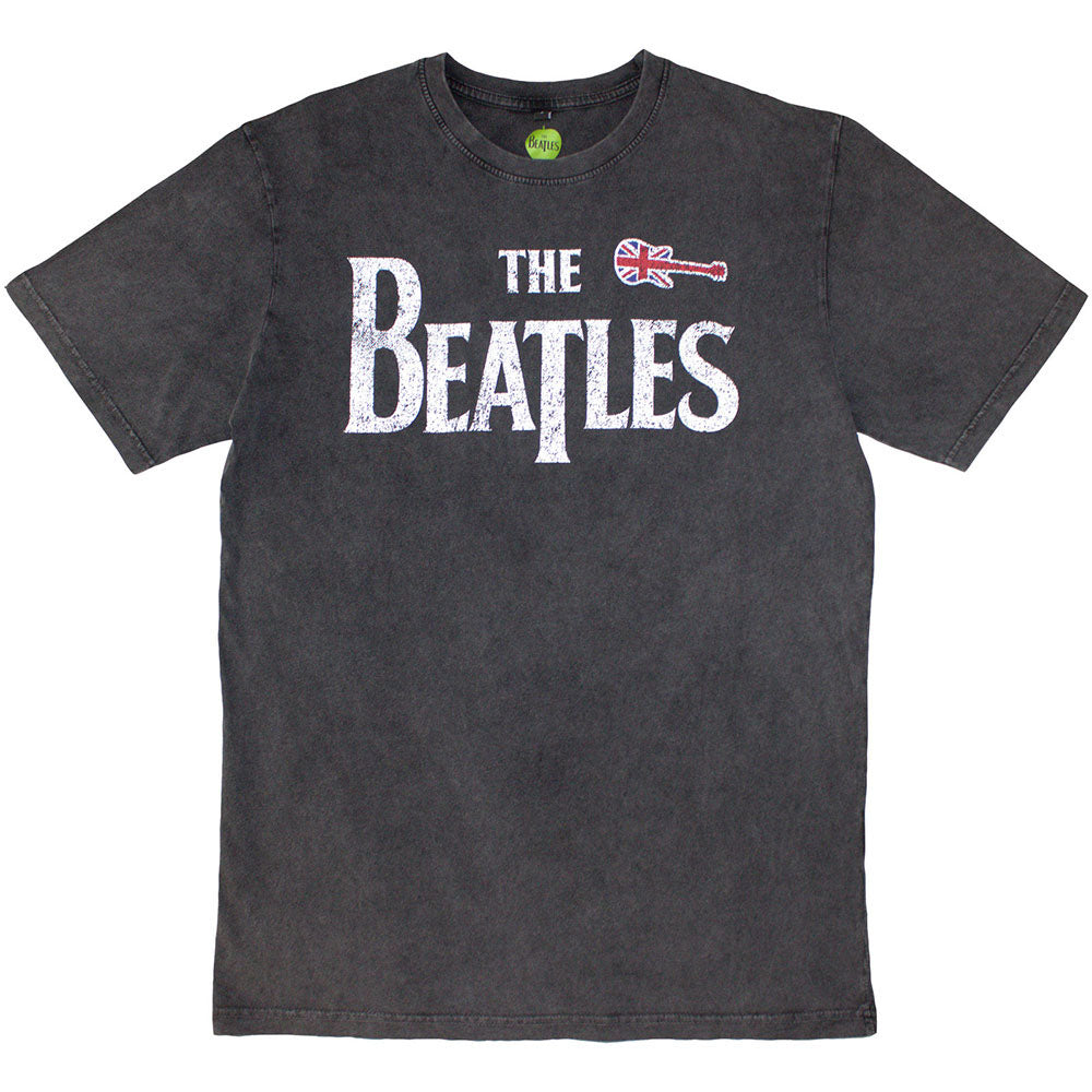 THE BEATLES ビートルズ (結成 65周年 ) - Guitar & Drop T / Stone Wash / Tシャツ / メンズ 【公式 / オフィシャル】