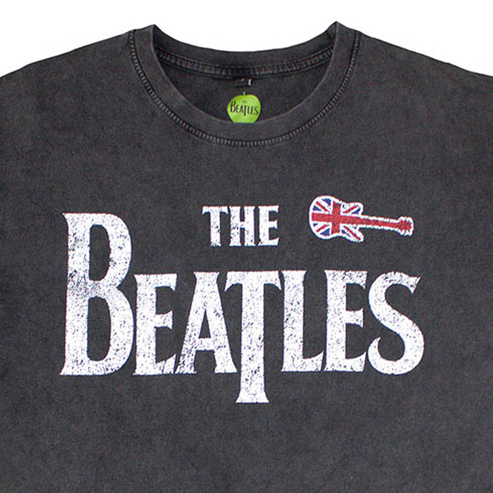 THE BEATLES ビートルズ (結成 65周年 ) - Guitar & Drop T / Stone Wash / Tシャツ / メンズ 【公式 / オフィシャル】