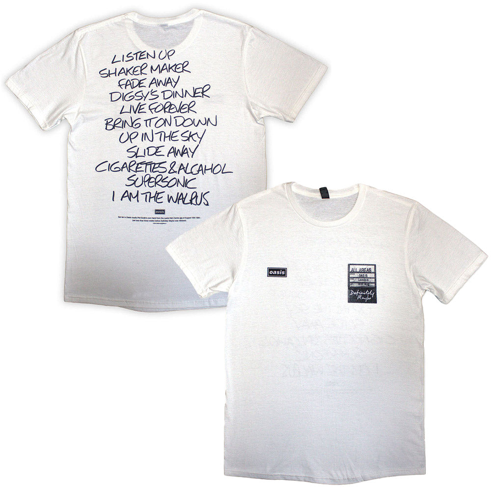 OASIS - (結成 35周年 ) - Definitely Maybe AAA Setlist / バックプリントあり