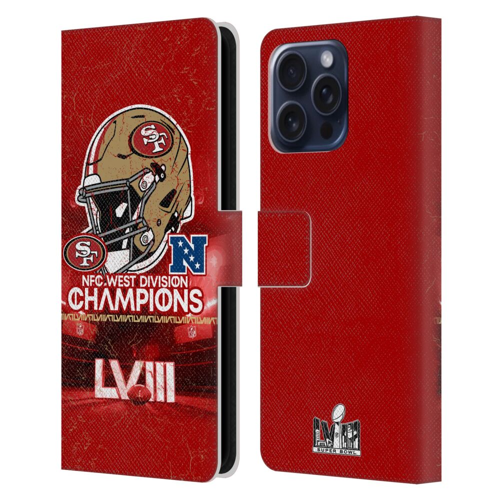 NFL ナショナルフットボールリーグ - 2024 Division Champions / NFC Helmet 49ers レザー手帳型 / Apple iPhoneケース 【公式 / オフィシャル】